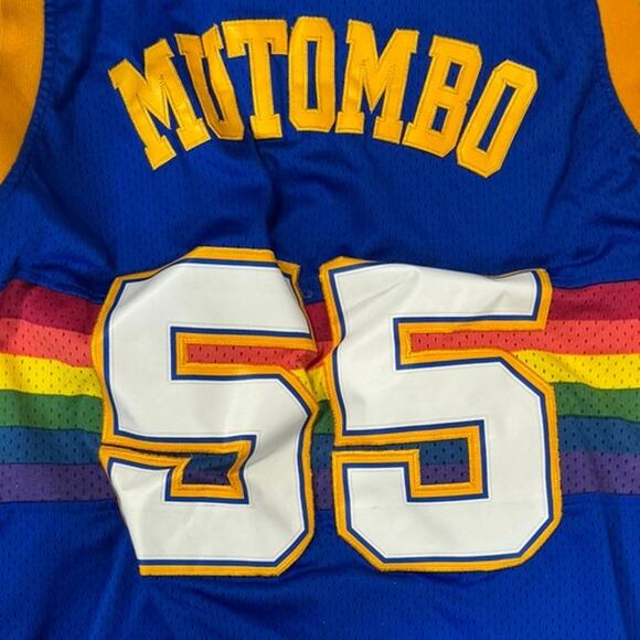Adidas Hardwood Classics Dikembe Mutombo Denver Nuggets Sewn Jersey Size M +2 - Picture 6 of 6
